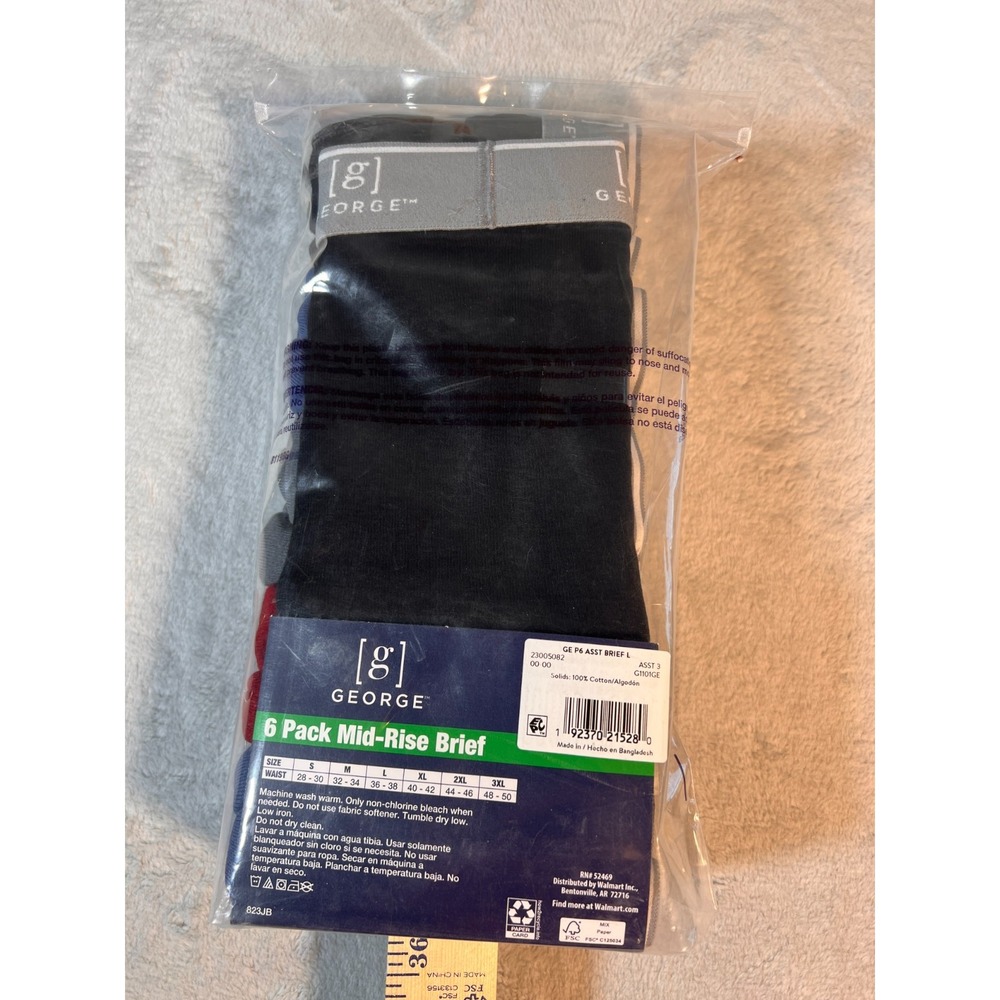 George Briefs Underwear Mid 6-Pack XL Red Blue Black Tag Free Moisture Wicking - Picture 9 of 9